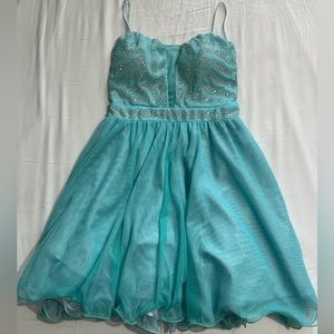 As U Wish womens size 3 teal dress with rhinestones